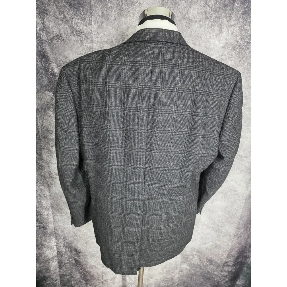 Hart Schaffner Marx Blazer Jacket Mens 43R Gray Sports Coat 2 B USA Glenplaid‎